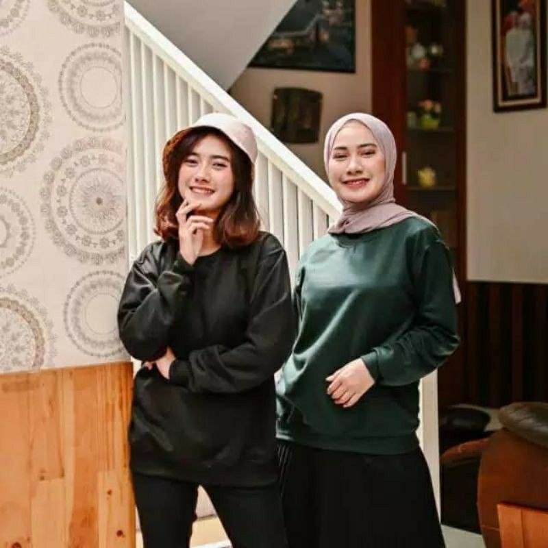 (BISA COD) SWEATER UNISEX BASIC CREWNECK POLOS MURAH