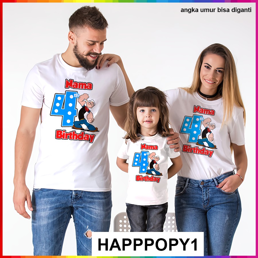 [FREE NAMA!!] Baju Kaos COUPLE  ANAK DAN DEWASA POPEYE  BANYAK MOTIF