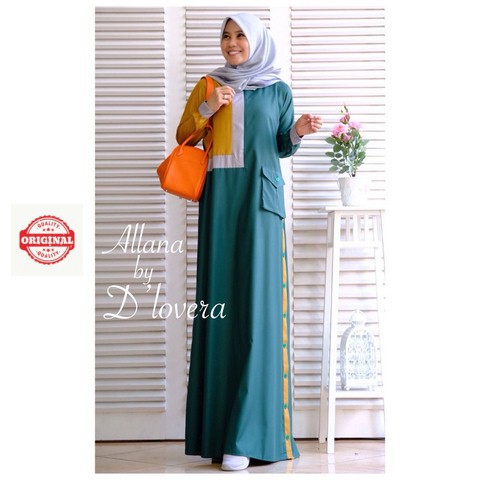 Maxi Dress Muslimah Busui Patchwork Allana Dress by d'Lovera