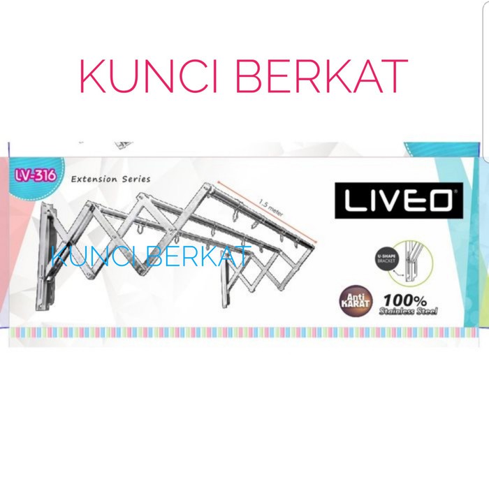 Jemuran Dinding Liveo LV 316/Gantungan Handuk Tarik/Jemuran Baju