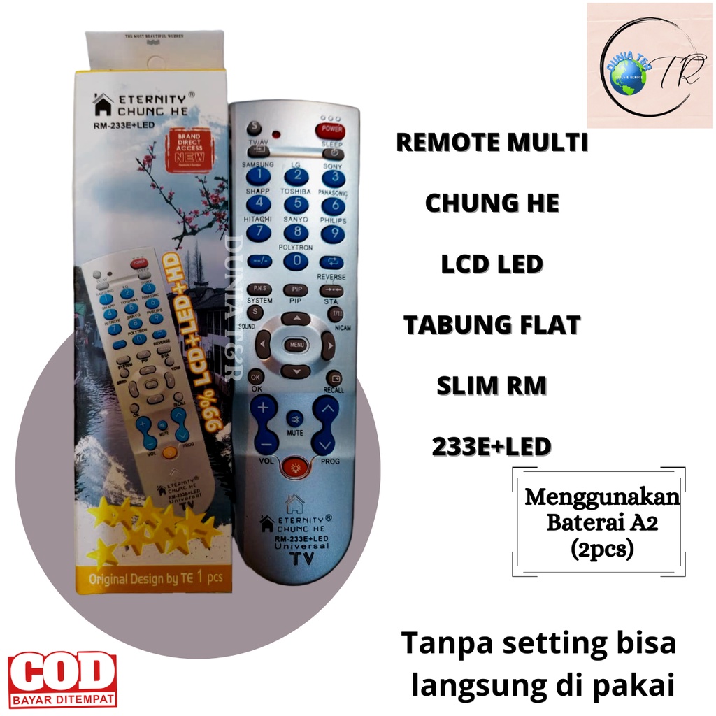 Remote Multi TV Tabung LCD LED Chunghe RM 133E Led Dan 233E Led+Senter Serba Guna