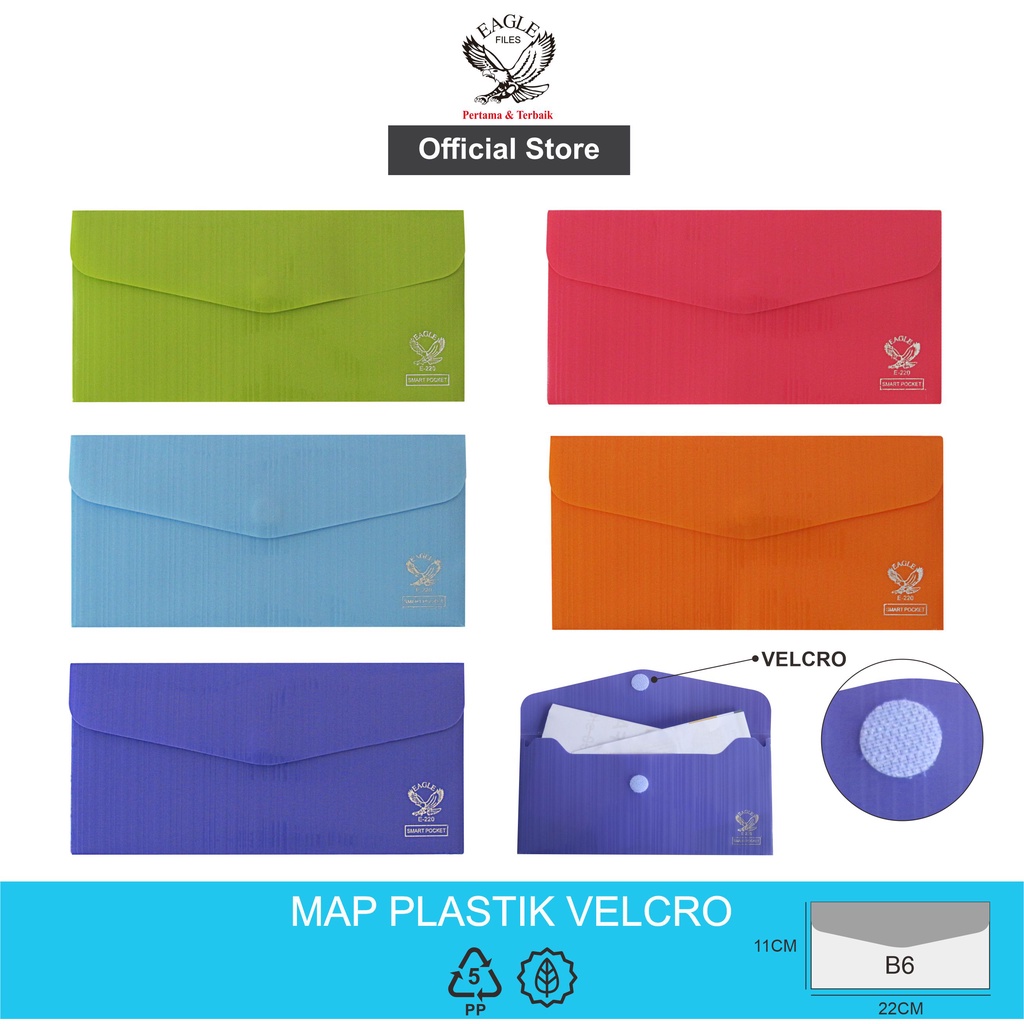 

EAGLE Map Plastik / Map Kancing / Map Kancing Plastik / Map Plastik Kancing Velcro B6 Smart Pocket Opaque E 220