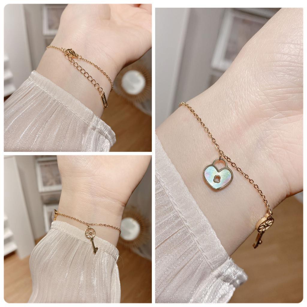 Gelang Tangan Fashion Motif Kunci&Gembok Premium Titanium Anti Karat&Luntur