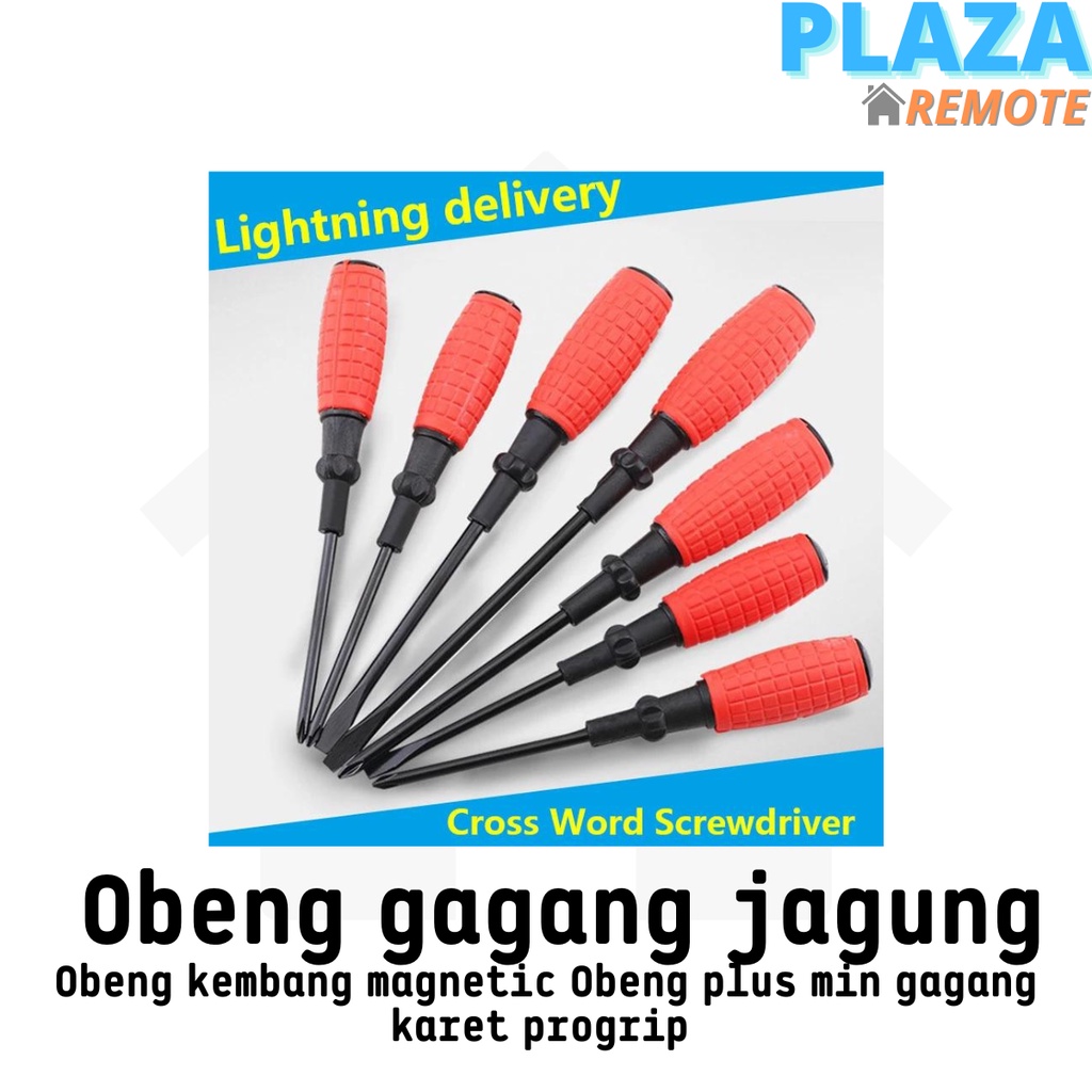 Obeng gagang jagung magnetic gagang karet plus minus 5 inch