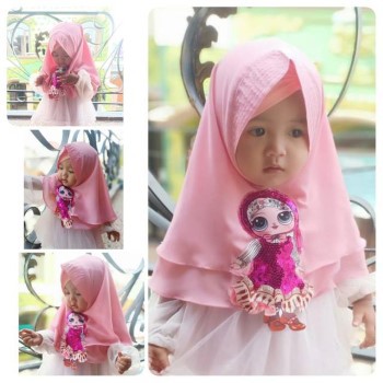 hijab bayi dua layer lol led bunyi