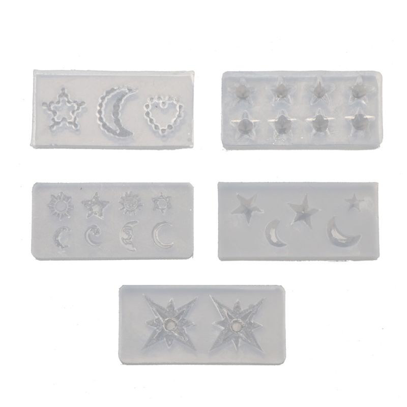 SIY  5Pcs Mini Moon Star Sun Resin Mold Astral Planet Theme Jewelry Fillings Resin Silicone Mold Jewelry Tools Nail Art Craft