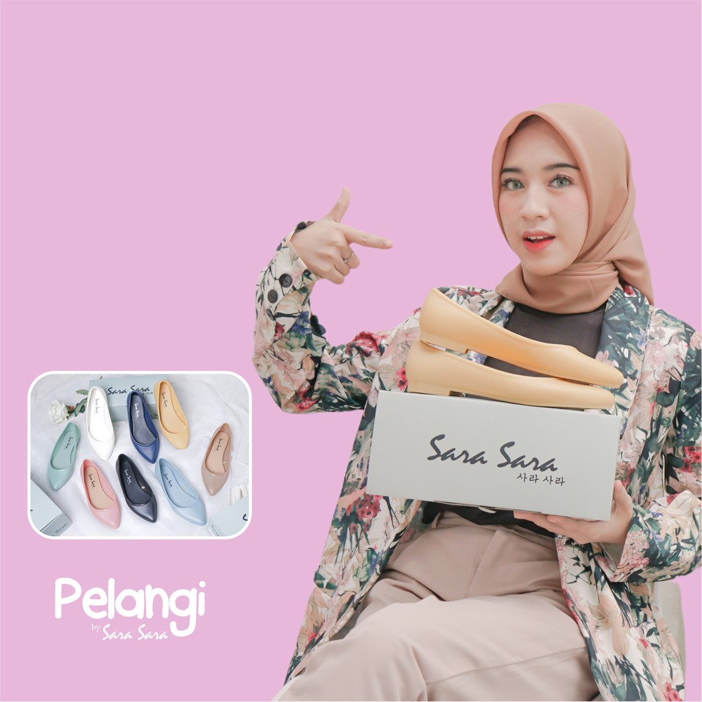 Flat Shoes Jelly Wanita SARA SARA PELANGI Sepatu Jelly Wanita Trendy Sepatu Kerja Jelly