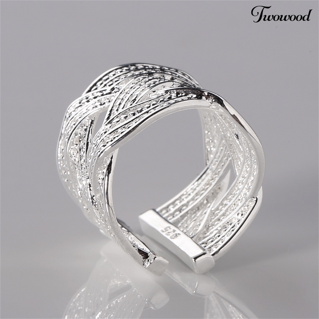 Cincin Model Terbuka Bahan 925 Silver Plated Gaya Etnik Untuk Wanita