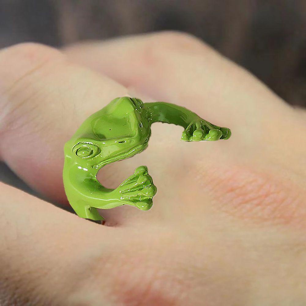 Mxbeauty Cincin Pembukaan Kodok Trendi Lucu Sederhana Dinosaurus Remaja Perempuan Paduan Hip Hop Wanita Jari Ring