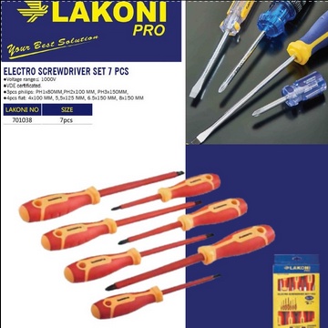 Obeng Set Listrik / Electro Screwdriver Set 7 Pcs LAKONI PRO