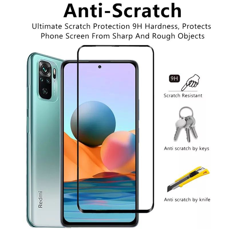 PREMIUM TEMPERED GLASS FULL LAYAR TG ANTI GORES KACA XIAOMI REDMI NOTE 10 NOT 10 SCREEN PROTECTOR