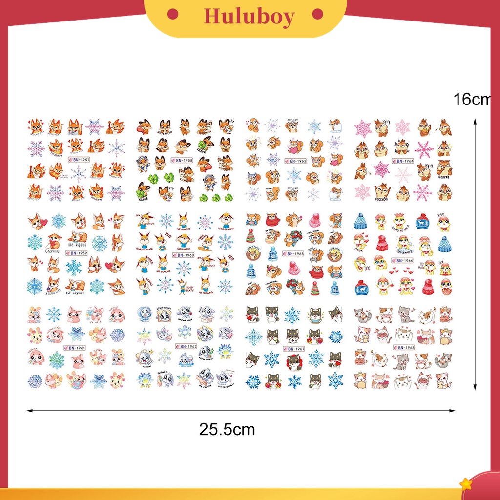 Huluboy Huluboy♡ Stiker Kuku 3D Motif Snowflake Natal Warna-Warni Untuk Manicure