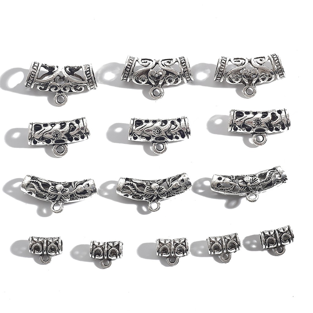 1Pcs Antique Silver Plated Tube Charms Curved Tube Spacer Beads