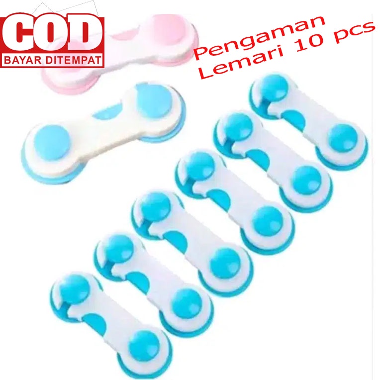 Paket 10 Pcs Alat Pengaman Kunci Lemari / Laci Safety Lock Pengaman Anak / Kunci Pengaman Pintu Lemari / Safety Lock / Pengaman Lemari Murah