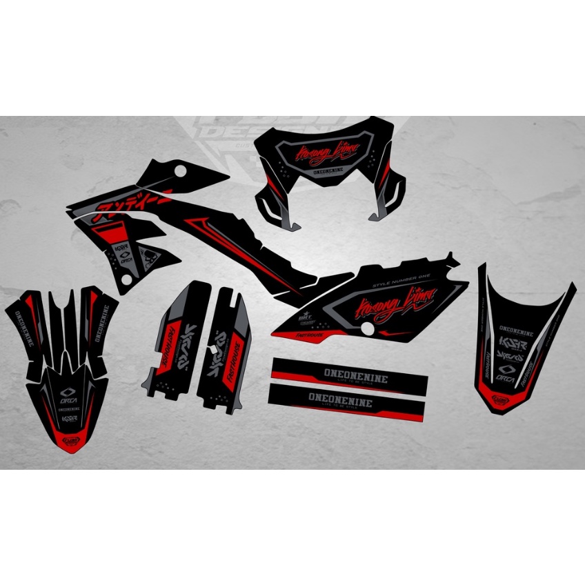DECAL KAWASAKI DTRACKER SUPERMOTO HITAM DOFF CUSTOM