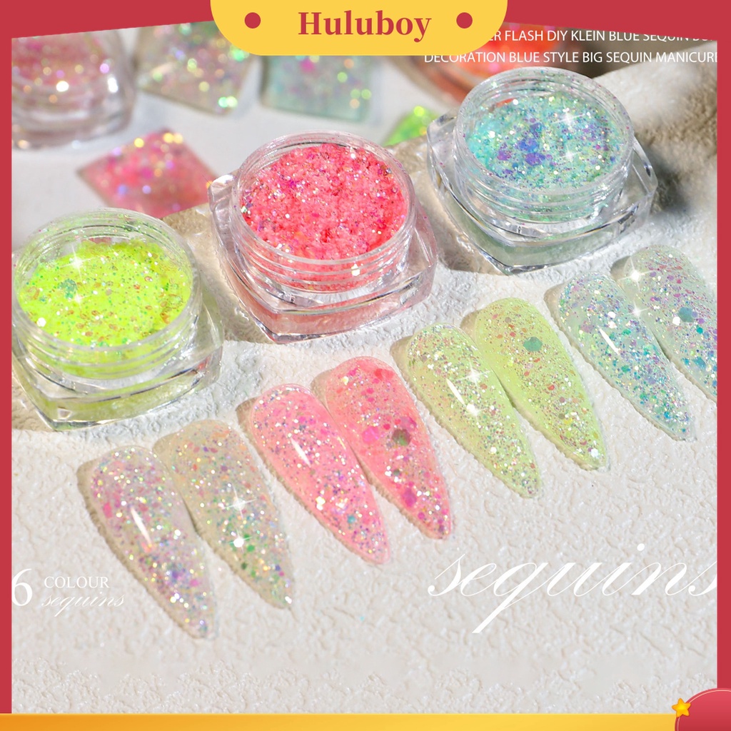 Huluboy Huluboy♡ Ornamen Bubuk Glitter Sequins Untuk Dekorasi Nail Art
