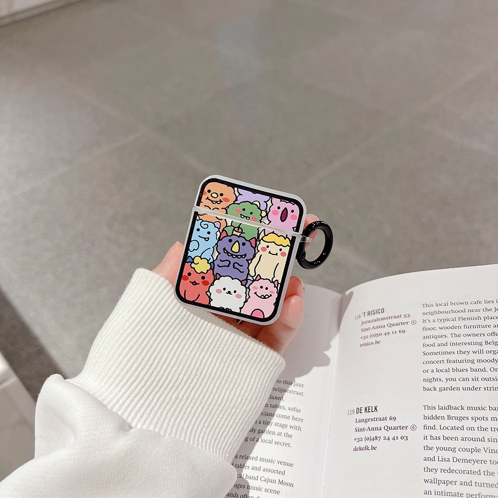 Case Pelindung Earphone Bluetooth Bahan Silikon Motif Doodle Monster Untuk Airpods 1 2 3 Pro 3