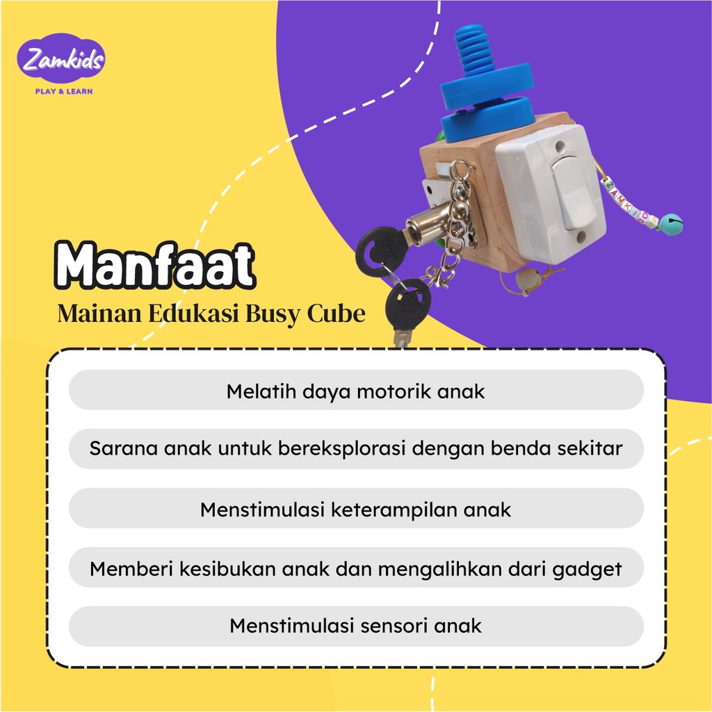 MAINAN EDUKASI MONTESSORI MONTESORI ANAK BAYI BALITA BUSY CUBE BALOK KAYU ASAH MOTORIK SENSORY SENSORI