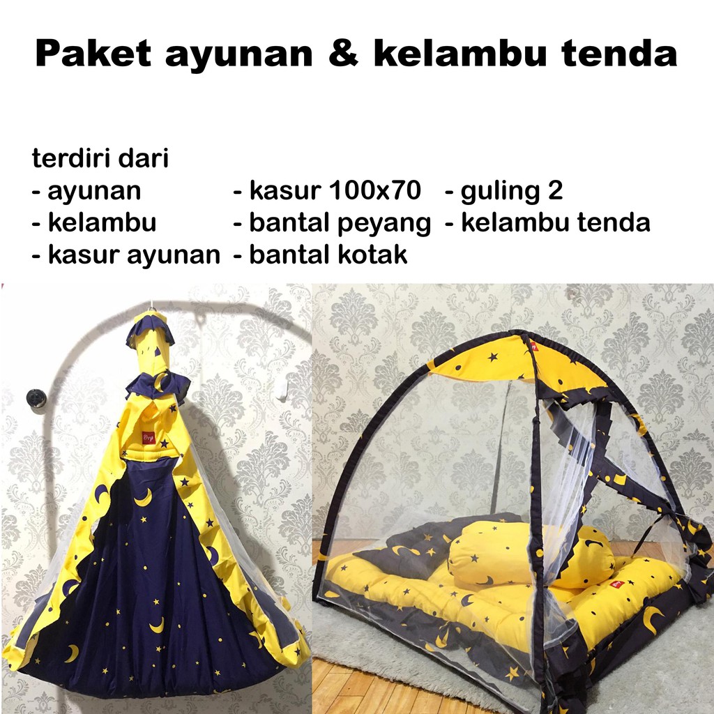 set ayunan bayi karakter dan set kasur kelambu tenda 9 in 1