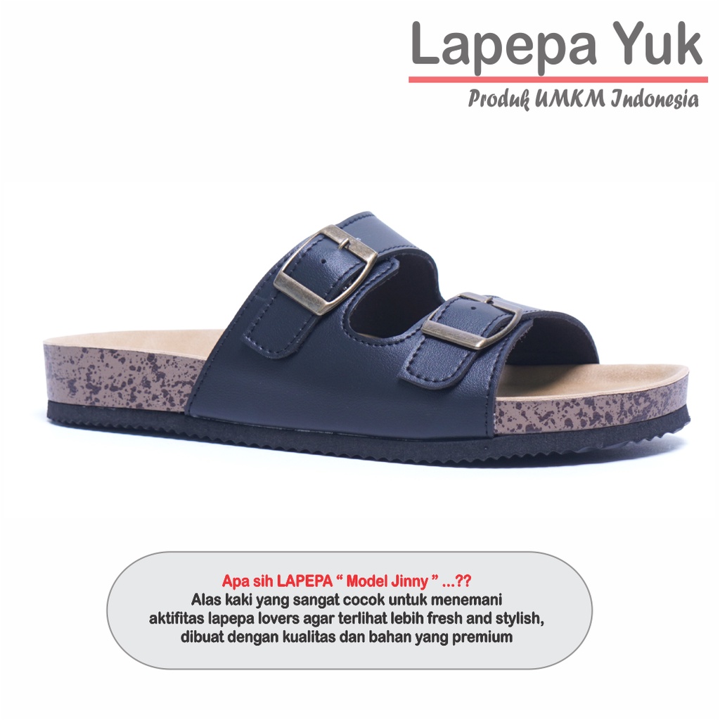 LAPEPA YUK - Sandal Wanita Casual Model Birken Sol Puyuh JINNY ALL COLOR Sendal Cewek Sol Kulit Santai Ban dua Empuk Warna Black Hitam Putih Gesper Perempuan Selop Anti Slip Premium Original Kekinian Terbaru Shoes ORI Mall Official Store