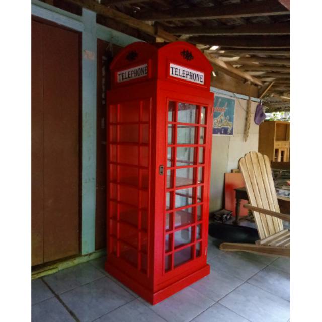 Lemari London Lemari Kaca Hias Telephone Almari London Telephone Unik Furniture Mebel Jepara MURAH