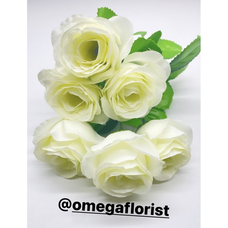 Rose Tropis X6 Bunga Artifical Bunga Artificial/Bunga Plastik/Bunga Dekorasi/Dekorasi Pernikahan/Pernikahan-Putih Gading