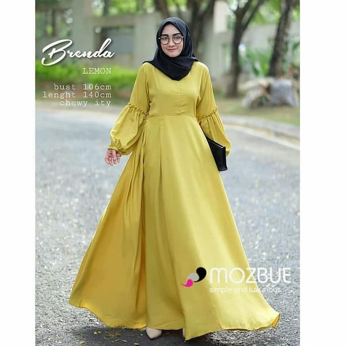 Termurah Sale Promo Brenda Maxy Pr001 Lemon Jual Dress Muslim Murah Gamis Shopee Indonesia