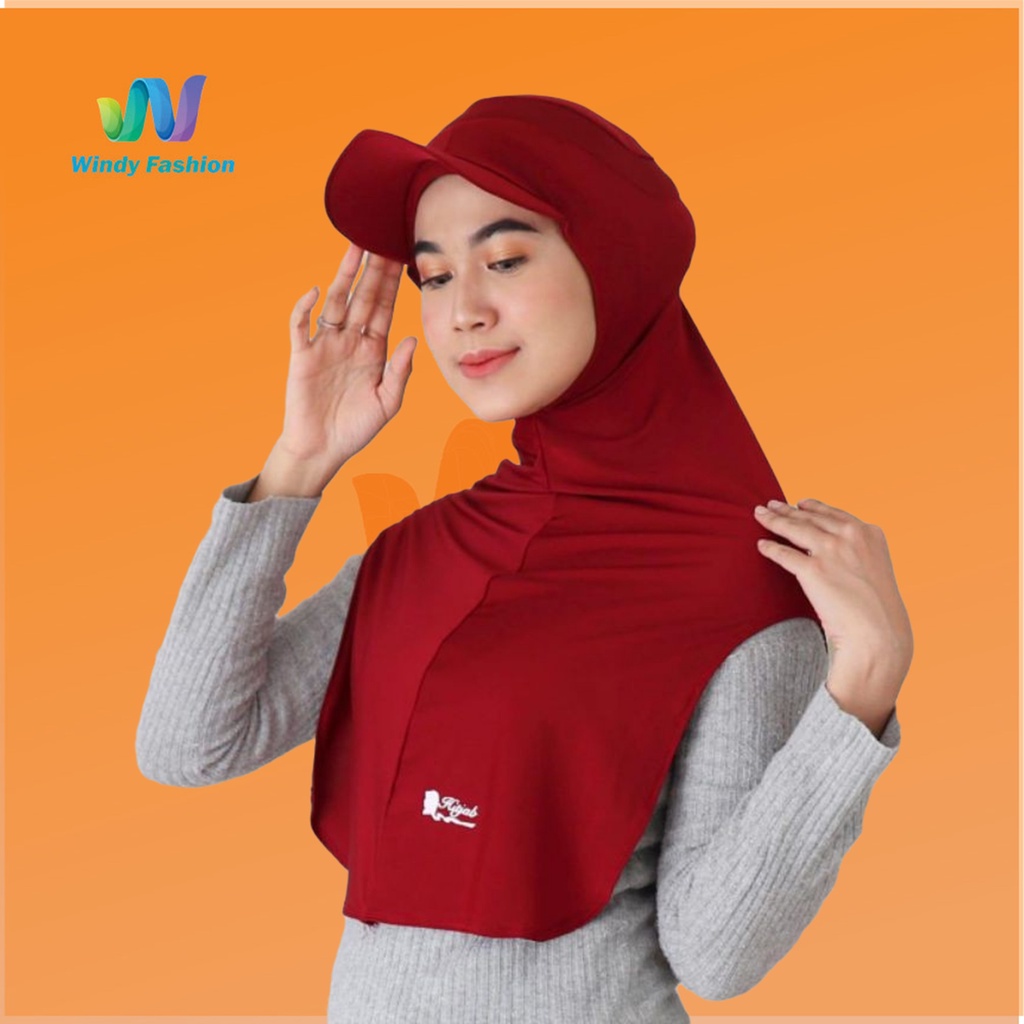 Hijab Jilbab Topi Sport Sporty Olahraga Instant Bulutangkis Yoga Lari Senam-MAROON