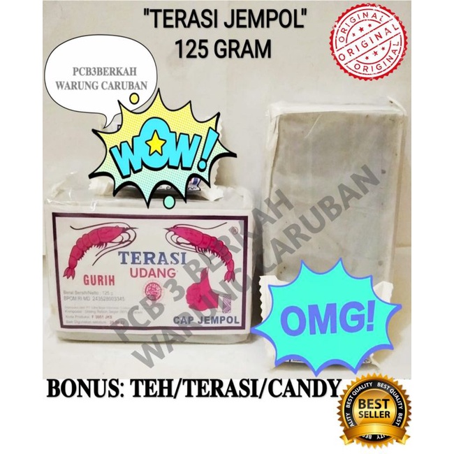 

@125 GR TERASI KHAS CIREBON CAP JEMPOL BONUS TEH/TERASI/CANDY