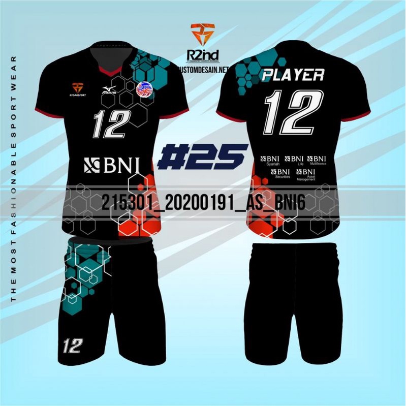 Jersey Regarsport Baju Kaos Voli Pria BNI 46 Full Printing Bebas Request