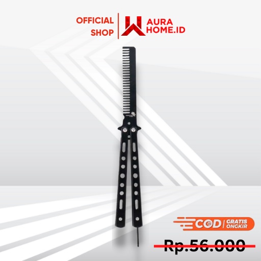 Sisir Besi Butterfly Balisong Training Knife CS GO / Sisir Rambut Besi Stainless Lipat Pria Laki Lak
