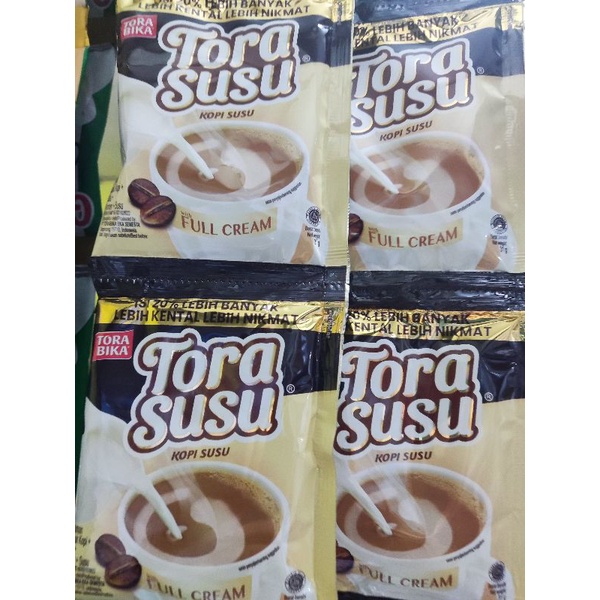 

kopi sachet Tora Bika Susu isi 20% lebih banyak dan lebih kental 1 ranceng