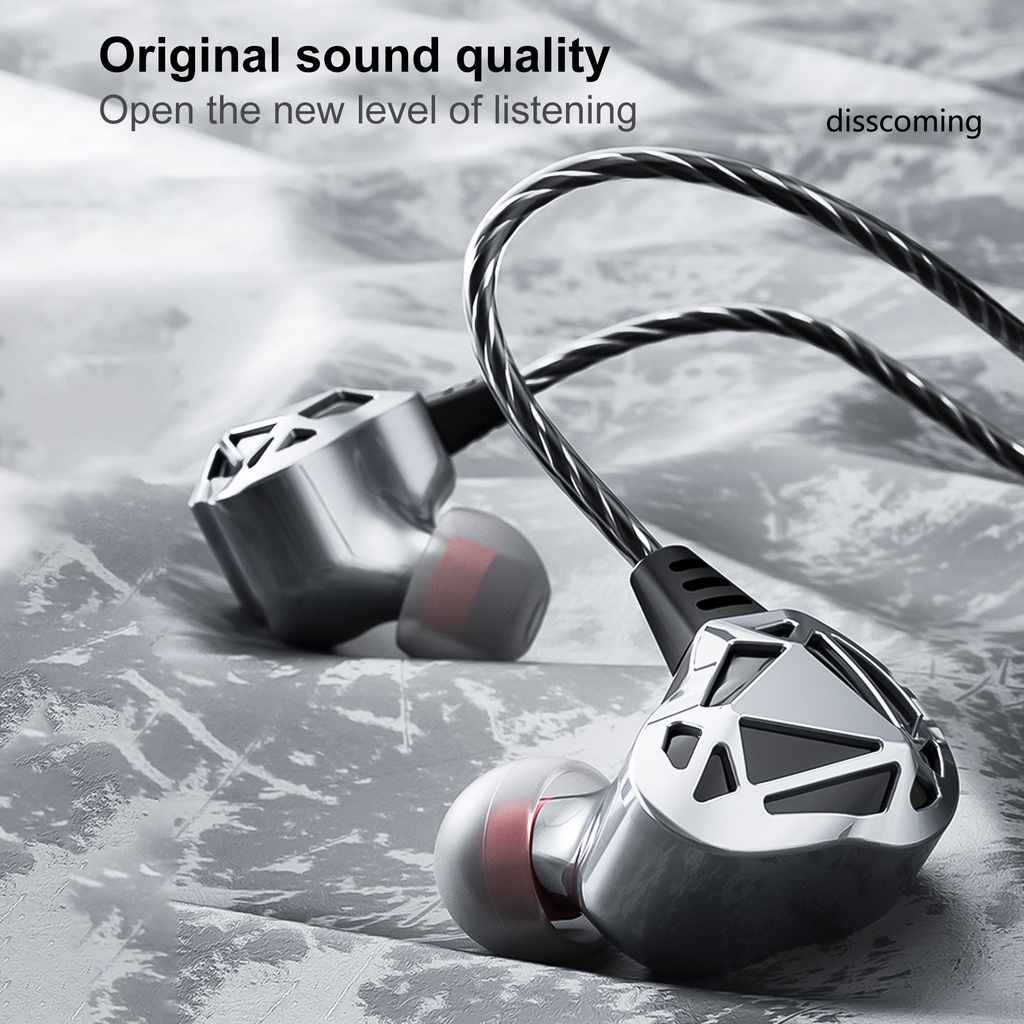 F5 Headset Earphone Sport In-Ear Bass Hollow Anti Air Noise Canceling HiFi Stereo Dengan Kabel + Mic