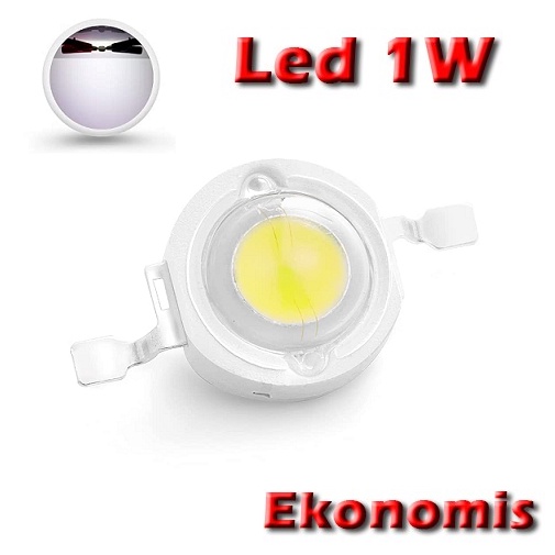 Ekonomis High Power LED 1W White 4000-4500K HPL 1 Watt Putih Emitter Super Bright 1Watt Biasa