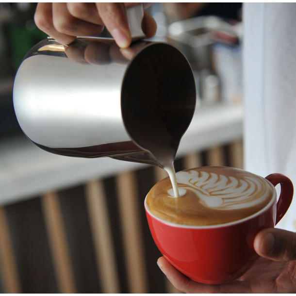 OneTwoCups Gelas Pitcher Kopi Espresso Latte Art Stainless Steel 150ml 350ml 600ml - J068 - Silver