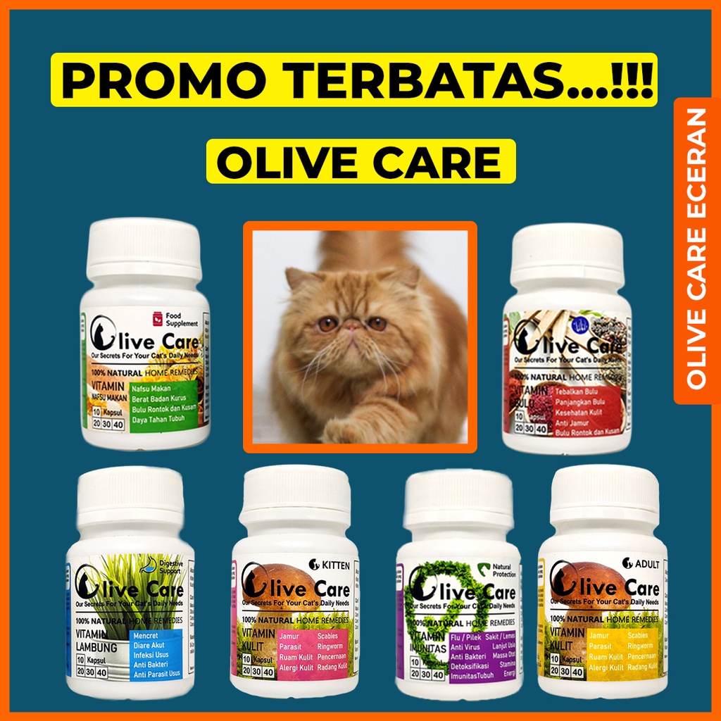 olive care vitamin kucing gemuk bulu rontok nafsu makan penggemuk badan bulu rontok daya tahan tubuh