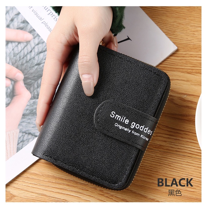 ASIN829 -Dompet Lipat 818 Mini Pendek Murah Dan Trendy-HITAM
