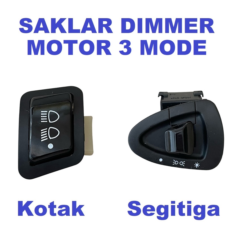 Tombol Saklar Dimmer Lampu Motor Segitiga Kotak 3 Mode On Off Dim Jauh Dekat