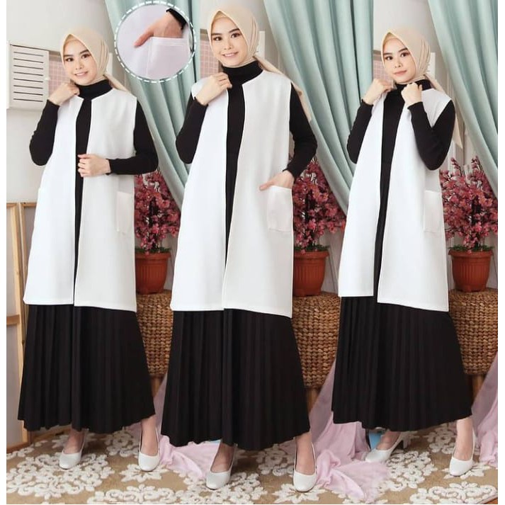 Ns FC Najibah Gamis Syar'i asdf /alfazza store/ odiva cardy scuba premium/ long cardi outer ATASAN