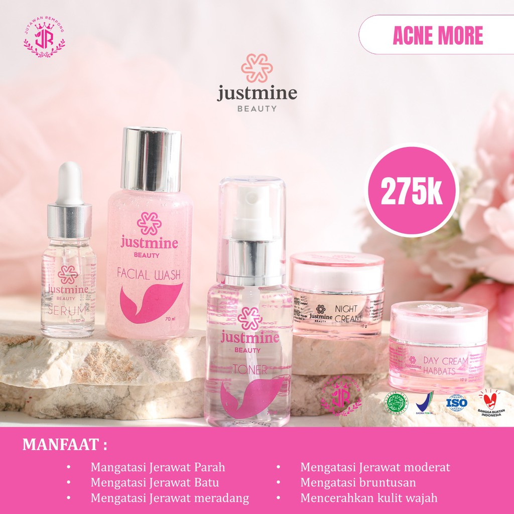 Justmine Skincare Glowing Bpom Paket Ultima Acne More Remove spot | Skin care COD free gift-3