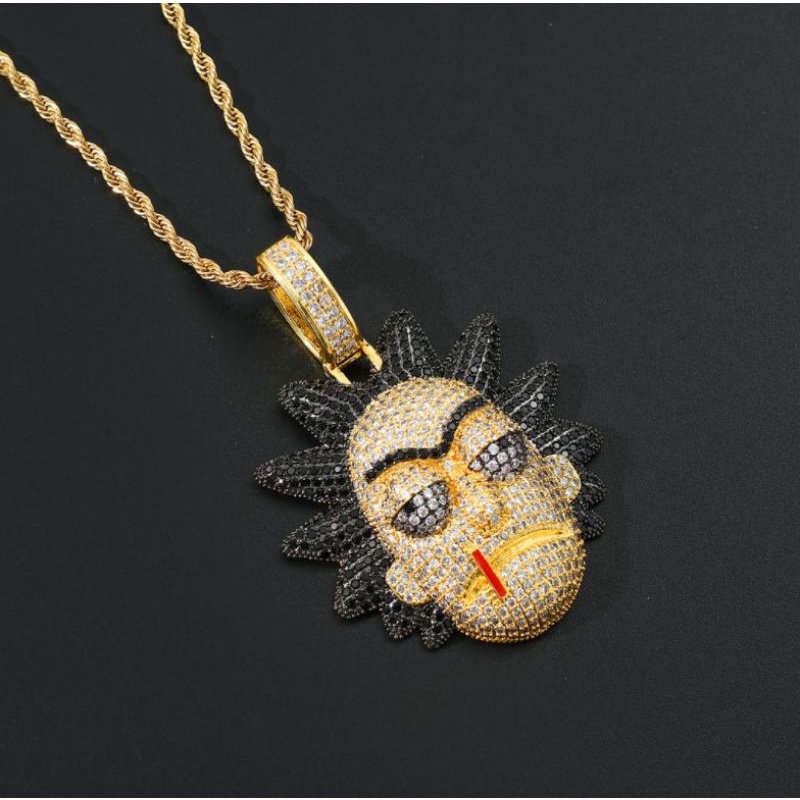 Liontin Desain Anime Protagonist Micro-Inlaid Zircon Gaya Hip Hop Untuk Hadiah