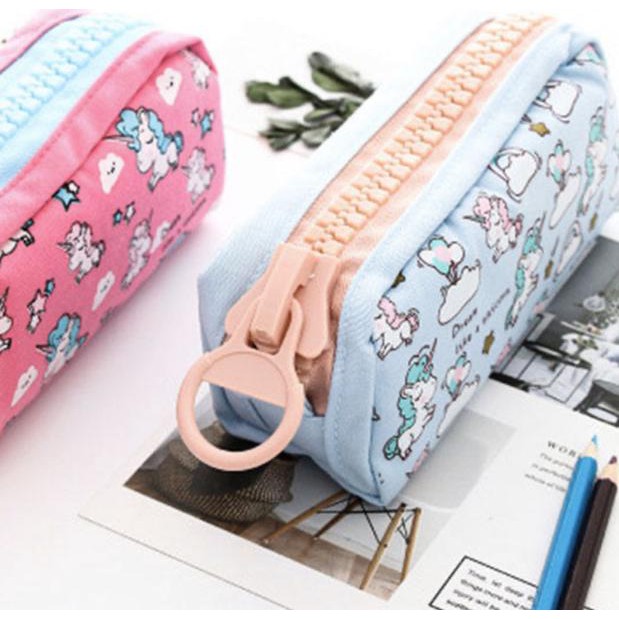 

➧ PANACHE Big Zipper Unicorn Pencil Case Tempat Pensil - WHITE ➬