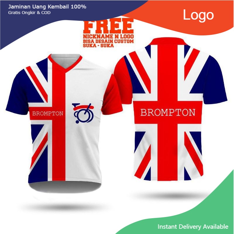 Baju Jersey sepeda BROMPTON desain bendera Inggris baju bikers/gowes