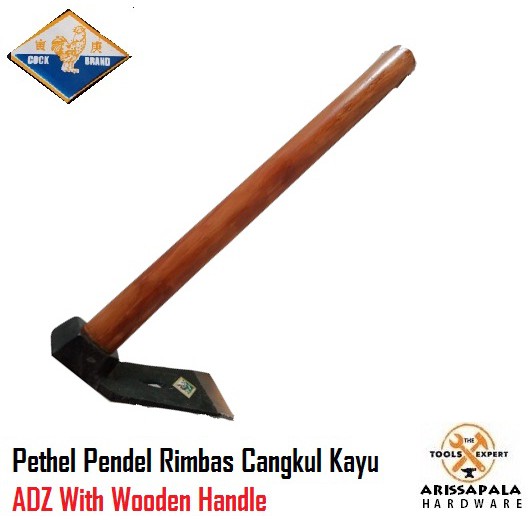 Petel Rimbas Banci Cangkul Tukang Kayu Pethel ADZ With Wooden Handle For Woodworking Tools