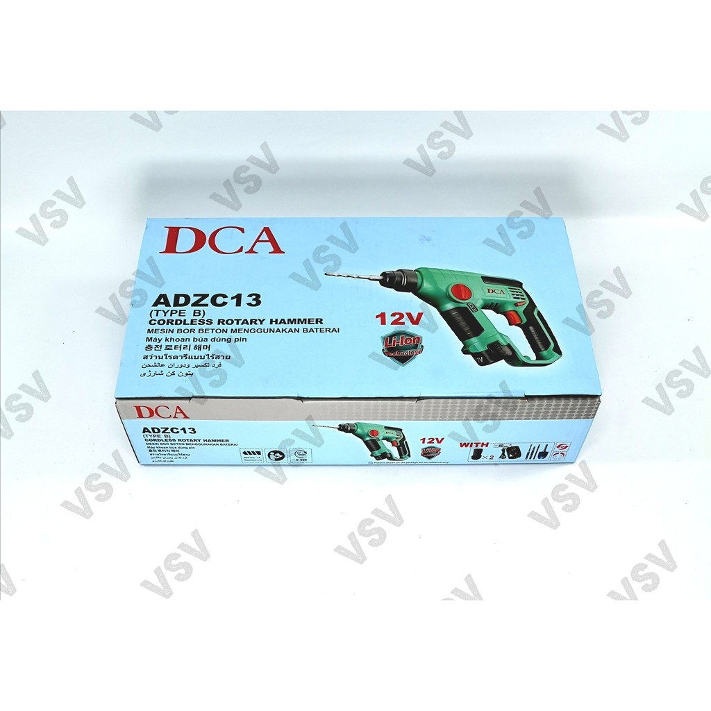 DCA Cordless Rotary Hammer Drill ADZC13 Mesin Bor Tembok Battery DCA