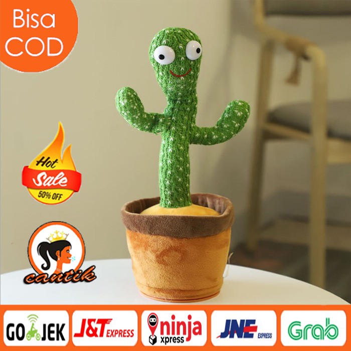 Boneka Kaktus Bicara Menari Lampu LED Musik / Dancing Cactus Toy