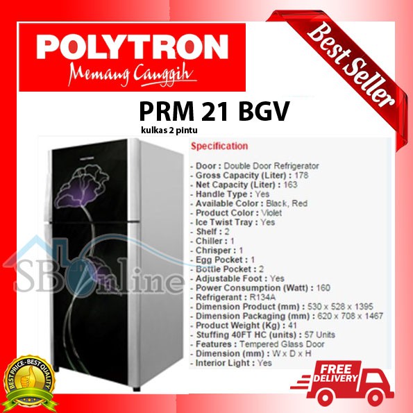 LEMARI ES BELLEZA 1 POLYTRON PRG-21 BGV GARANSI RESMI