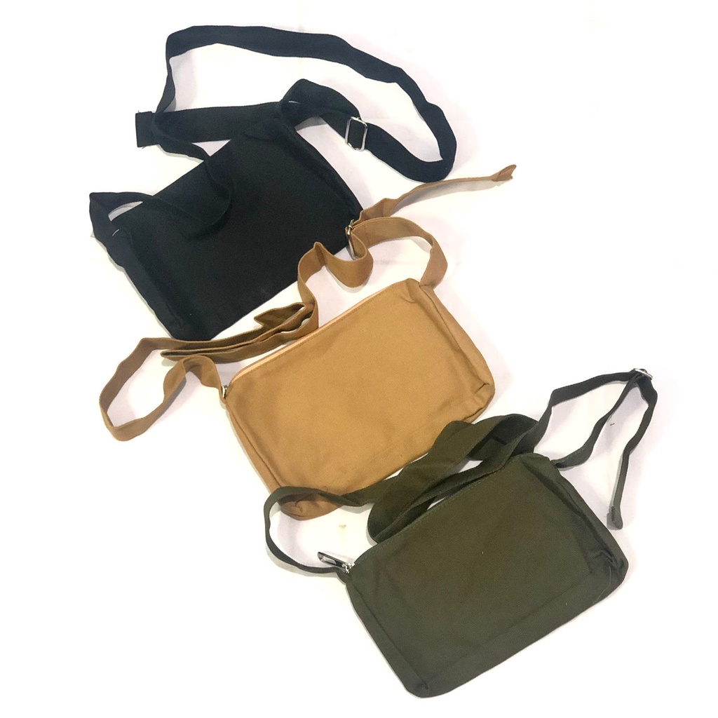 [BISA COD] TAS CANVAS MINI BAG - SLING BAG KOREA ORIGINAL CANVAS PREMIUM TAS SELEMPANG PRIA WANITA