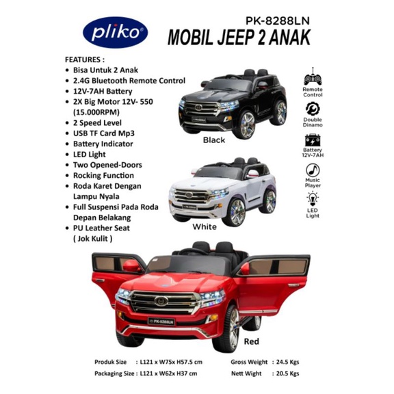 MAINAN ANAK MOBIL AKI JEEP 2 ANAK PK-8288LN / PK 8288LN