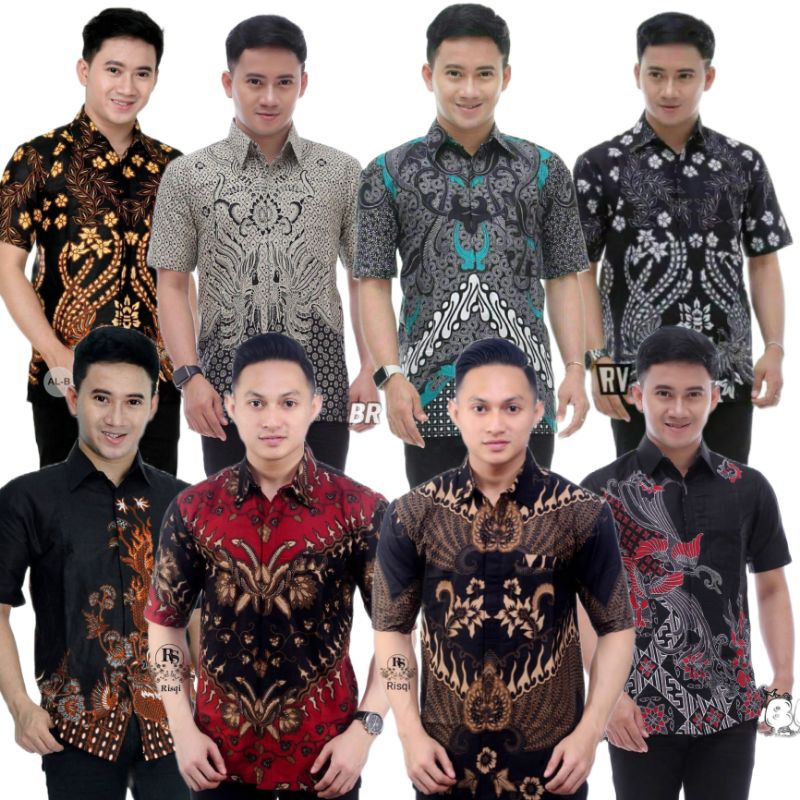 Pakaian Baju Hem Batik Cowok Lengan Pendek Pria Modern